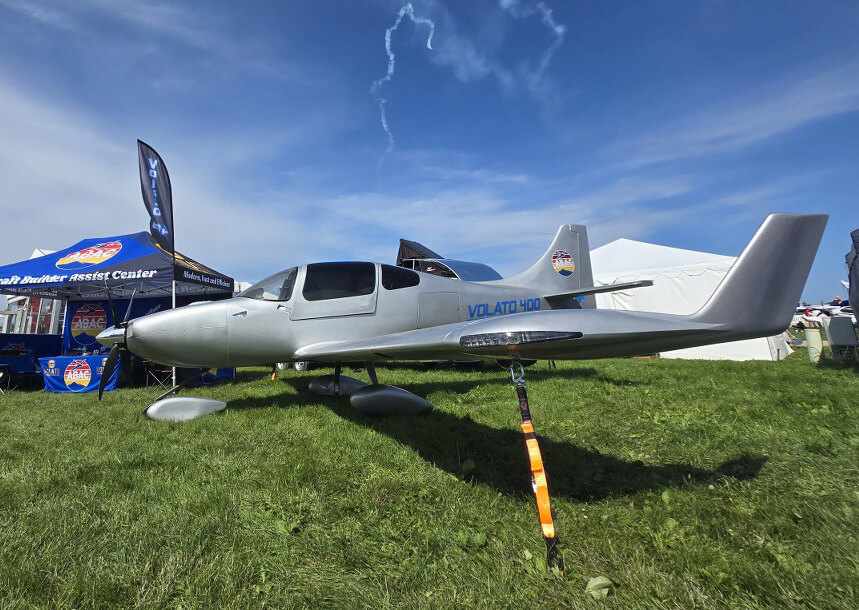 Volato 400 light aircraft on display at an airshow